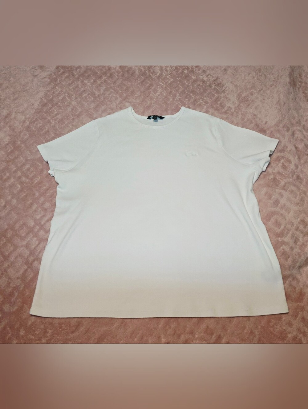 Lauren Ralph Lauren White Short Sleeve T-Shirt Womens 3XL Embroidered Knit Tee